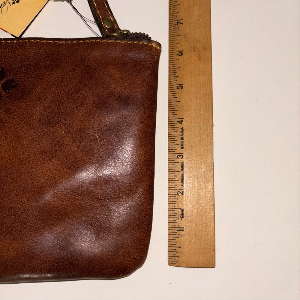 Patricia Nash Cassini Cognac Vintage Distressed Leather Wristlet Clutch Top Zip - Picture 6 of 6